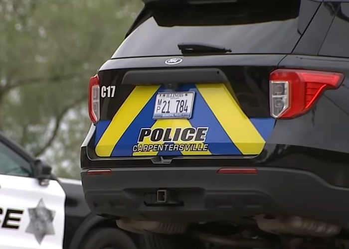 Police vehicle from Carpentersville, Illinois, related to incident involving lesbian assaulted for using McDonald's bathroom.