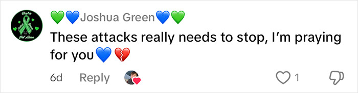 Comment expressing support and prayer for victim of attack related to McDonald's bathroom incident.