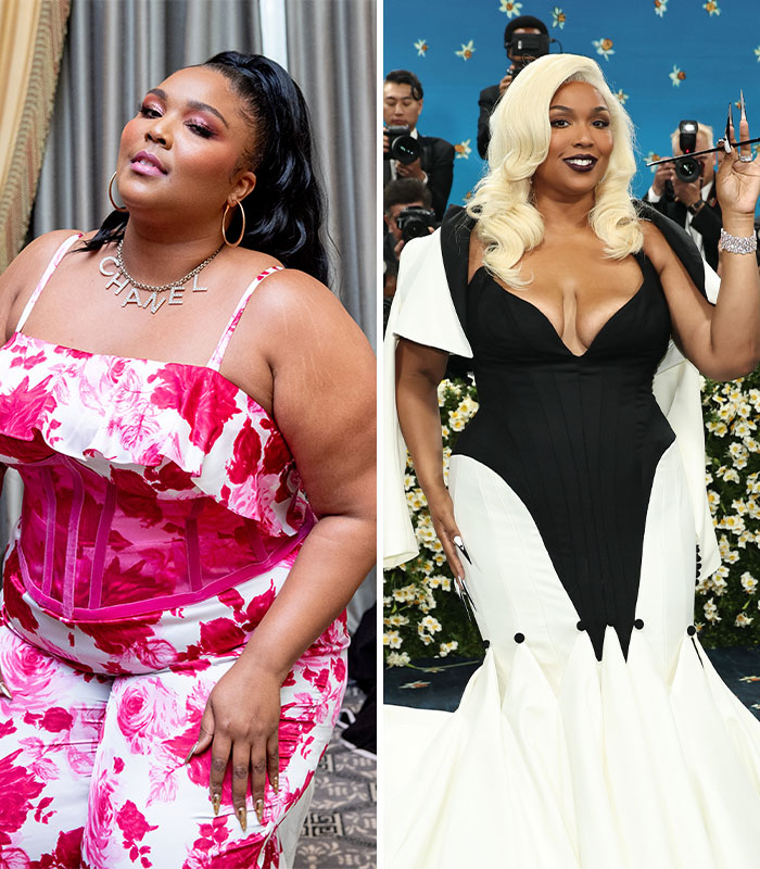 Side-by-side images showing dramatic weight loss transformation at Met Gala 2025 with fans stunned by Ozempic results.