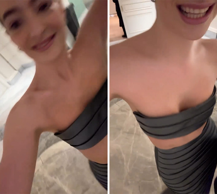 Lorde wearing a strapless top and skirt in a video sparking renewed controversy about her gender identity.
