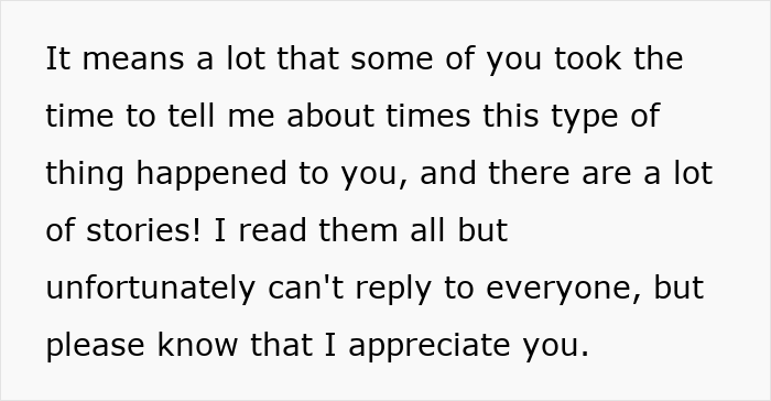 Text excerpt from a woman revealing how things changed after losing her pretty privilege and appreciating shared stories.