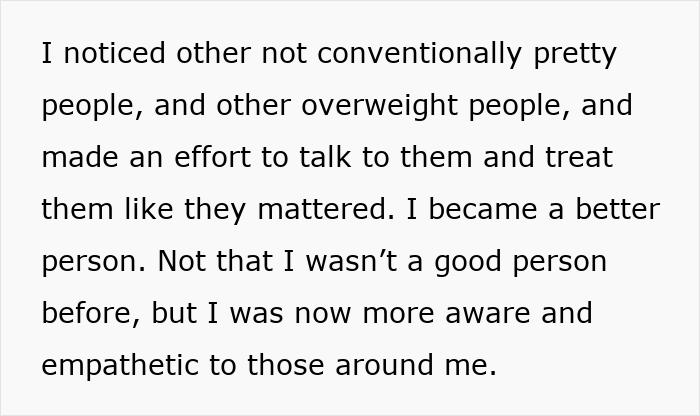 Alt text: Woman reveals how life changed after losing pretty privilege, embracing empathy and personal growth for the best