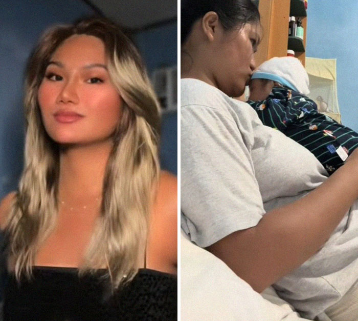 Before and after photos of moms showing changes in appearance and lifestyle after giving birth and losing their spark.