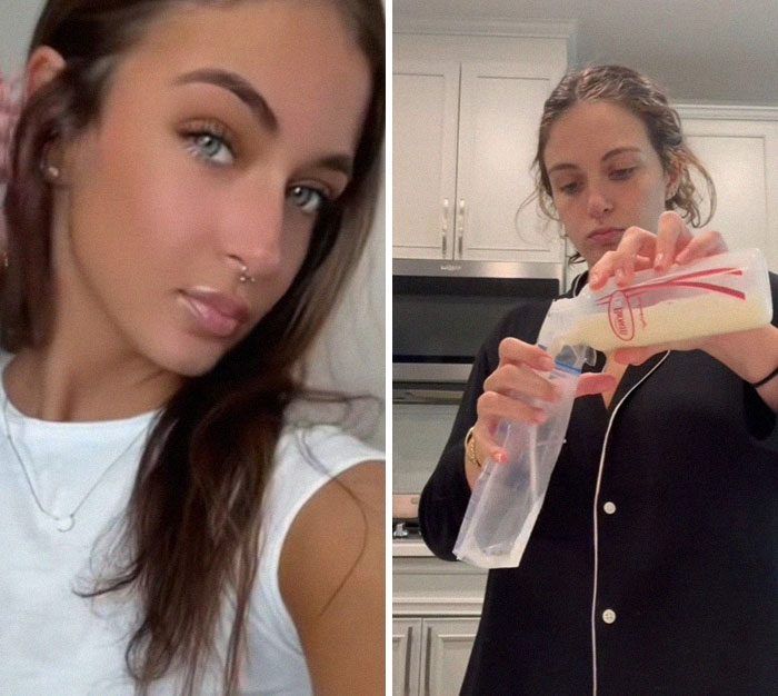 Before and after photos of a mom showing changes after giving birth and the challenges of losing their spark.