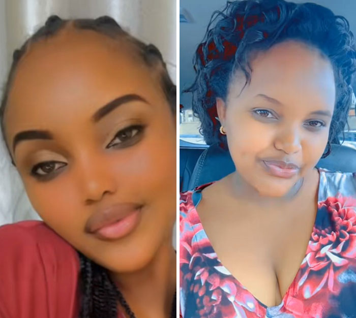 Before and after photos of moms showing changes in appearance after giving birth and losing their spark in natural settings.