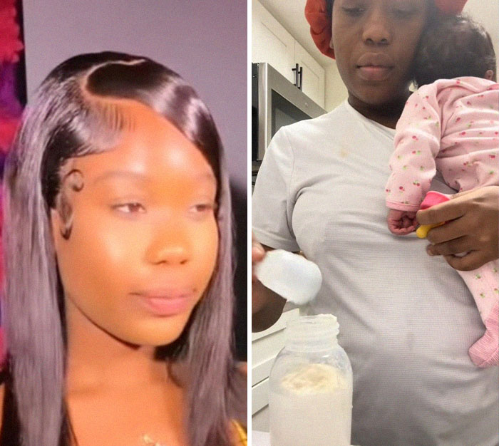 Before and after photos of a mom showing changes after giving birth and her experience with losing their spark.