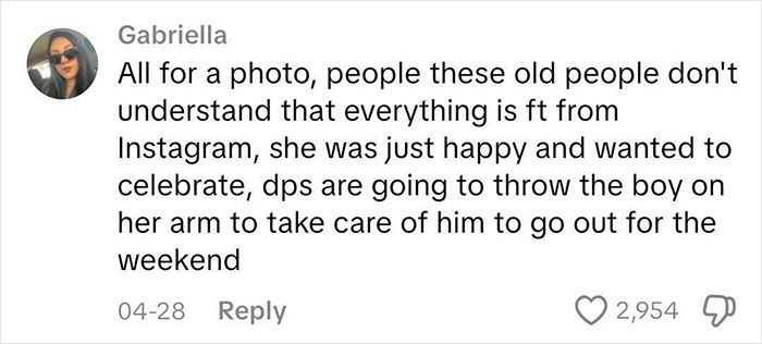 Comment on social media about man pushing mom away during baby's gender reveal, sparking a heated debate online.