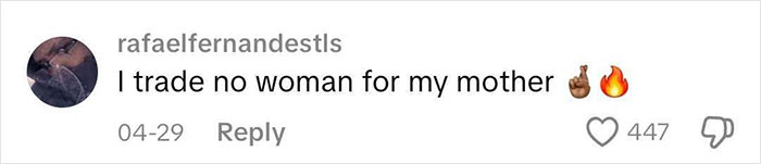 Comment on social media expressing strong loyalty to mother during a heated debate about a man's reaction at a baby's gender reveal.