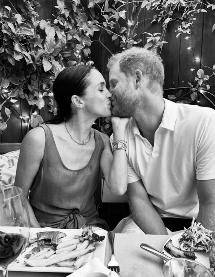 Meghan and Harry sharing a tender moment amid concerns over Harry&rsquo;s crisis and mental health in the royal family.