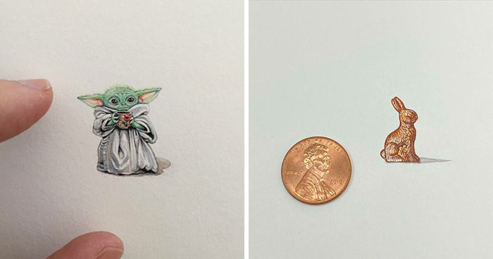 Adorably Tiny Artworks The Size Of A Coin, Drawn By Brooke Rothshank (35 Pics)