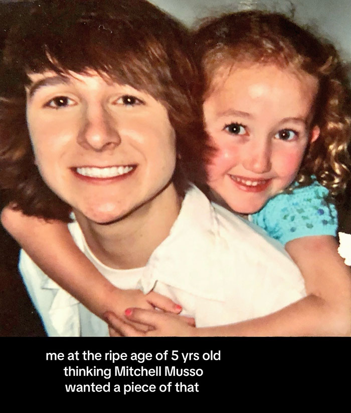 Noah Cyrus as a child smiling with Mitchell Musso, related to Miley Cyrus' sister Noah's revealing look controversy.