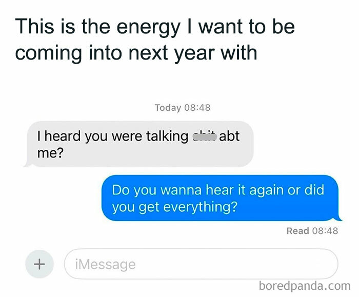 Text message exchange showing a mocking tone in a conversation, fitting the style of mocking posts jokes memes.