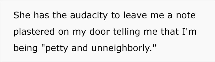 Alt text: Note accusing teen of being petty and unneighborly after parking on neighbor's property, highlighting a family dispute. Alt text: Note accusing teen of being petty and unneighborly after parking on neighbor's property, highlighting a family dispute.