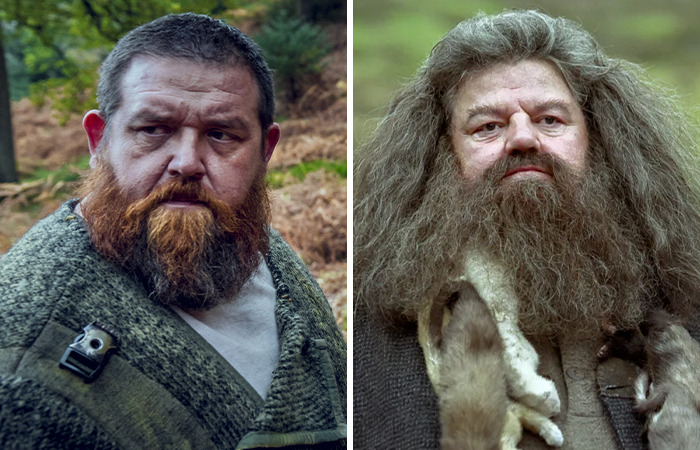 New cast members for Harry, Hermione, and Ron in the upcoming Harry Potter series shown in detailed costume and makeup.