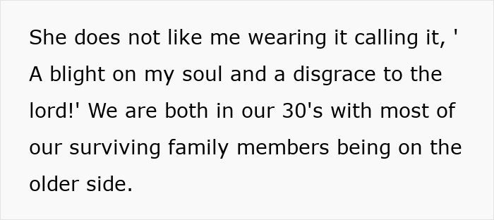 Text excerpt about bride thinking cousin&rsquo;s alopecia is punishment from God and banning her from wearing a headscarf.