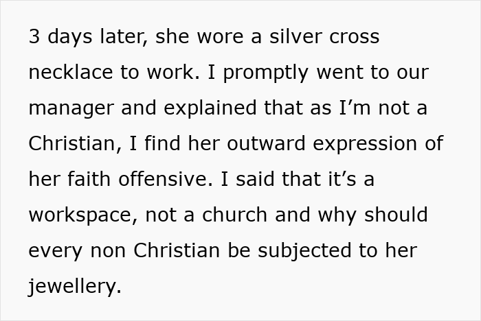 Woman uses HR’s rule about religious symbols to challenge offensive faith expression in the workplace jewelry policy. Woman uses HR’s rule about religious symbols to challenge offensive faith expression in the workplace jewelry policy.