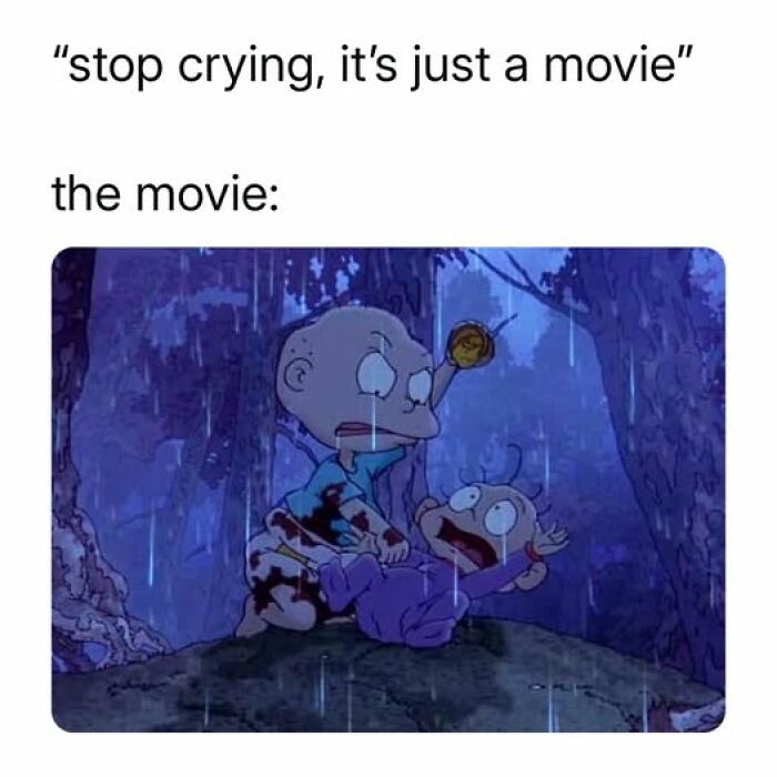 Scene from a nostalgic cartoon movie showing two characters in rain, evoking strong nostalgic emotions from the good old days memes.