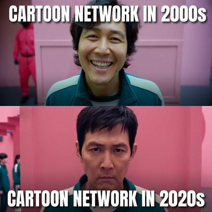 Comparison of Cartoon Network in the 2000s versus 2020s depicting changes in nostalgic TV entertainment.