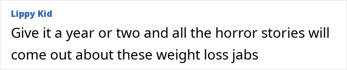 Comment warning about potential negative effects of Ozempic diet medicine and weight loss injections. Comment warning about potential negative effects of Ozempic diet medicine and weight loss injections.