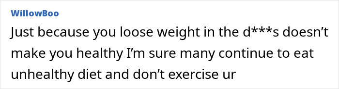 Comment discussing weight loss and health concerns related to Ozempic, a popular diet medicine. Comment discussing weight loss and health concerns related to Ozempic, a popular diet medicine.