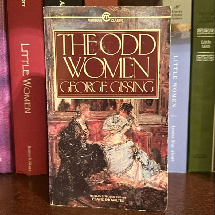 Book titled The Odd Women by George Gissing among other classic books, illustrating excellent books recommended by readers online.