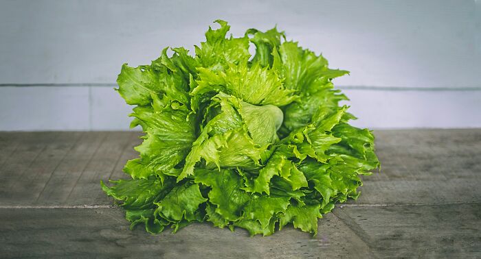 Fresh green lettuce head on a wooden surface, illustrating a useful life hack related to everyday kitchen tips.