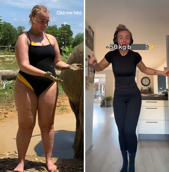 Weight loss before and after pics showing transformation with 50 kg lost, highlighting inspiring weight loss results.