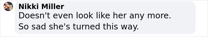 Comment on social media about Meghan Trainor's makeover after weight loss and plastic surgery, expressing disbelief and sadness.