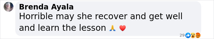 Facebook comment expressing hope for recovery and learning a lesson after a model found with broken spine and limbs in Dubai.
