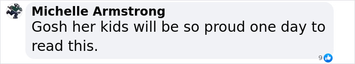 Comment from Michelle Armstrong expressing surprise about kids being proud, related to adult content creator hospital incident.