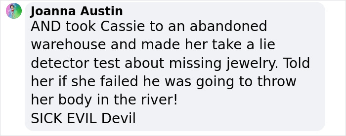 Screenshot of a social media comment recalling horrifying threats by rapper Diddy's staff in bombshell testimony.