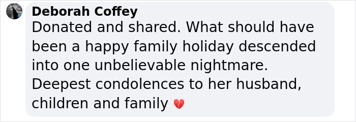 Comment expressing condolences after a mom mysteriously passes away on a Turkey vacation with her heart missing.