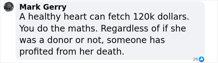 Comment about missing heart in a mysterious mom death during Turkey vacation and possible profiteering.