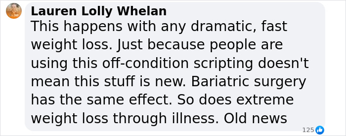 Screenshot of a social media comment discussing side effects related to Ozempic mouth and weight-loss substances. Screenshot of a social media comment discussing side effects related to Ozempic mouth and weight-loss substances.