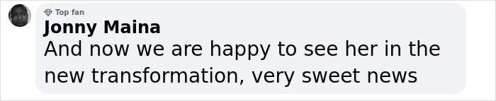 Comment from Jonny Maina expressing happiness about Christina Aguilera's new transformation amid Ozempic and surgery rumors. Comment from Jonny Maina expressing happiness about Christina Aguilera's new transformation amid Ozempic and surgery rumors.