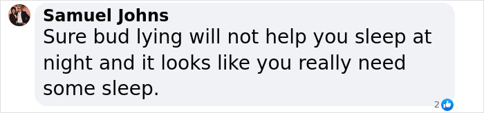 Comment by Samuel Johns discussing the need for sleep and lying, related to Justin Bieber and Diddy trial rumors. Comment by Samuel Johns discussing the need for sleep and lying, related to Justin Bieber and Diddy trial rumors.