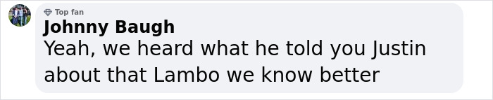 Comment from Johnny Baugh discussing Justin Bieber related to rumors amid trial entering day 5. Comment from Johnny Baugh discussing Justin Bieber related to rumors amid trial entering day 5.