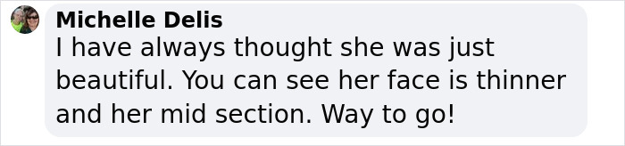 Comment highlighting Chrissy Metz's slimmed-down look with a thinner face and midsection after weight loss.