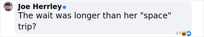Comment on social media post mentioning a longer wait than Katy Perry's astronaut space trip, reflecting setbacks on her world tour. Comment on social media post mentioning a longer wait than Katy Perry's astronaut space trip, reflecting setbacks on her world tour.