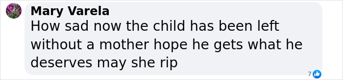 Comment by Mary Varela expressing sorrow over a toddler found covered in blood after tragic event involving influencer.