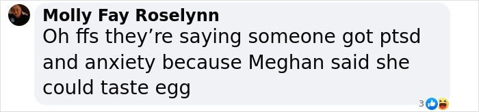 Screenshot of a social media comment discussing Meghan Markle allegedly berating her wedding caterer harshly.