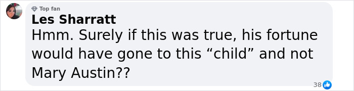 Commenter Les Sharratt questioning the claim about Freddie Mercury&rsquo;s secret child and his fortune distribution.