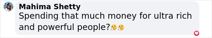 Comment from Mahima Shetty questioning spending money on ultra rich and powerful people, related to US secret underground city claims. Comment from Mahima Shetty questioning spending money on ultra rich and powerful people, related to US secret underground city claims.