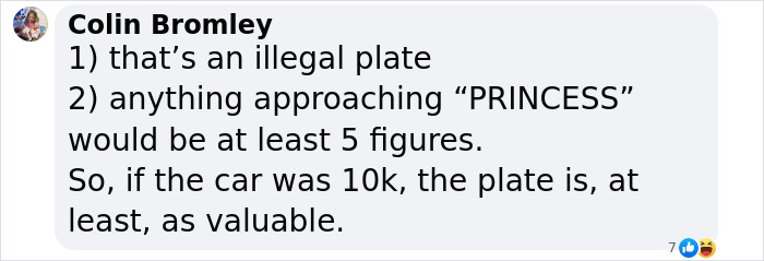 Commenter Colin Bromley debates the value of Princess Andre&rsquo;s car plate after her $13,000 vehicle purchase.