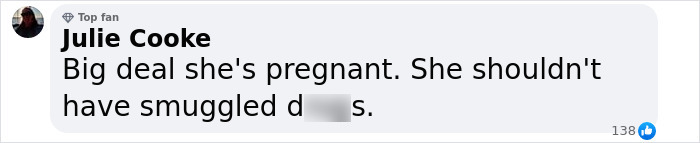 Screenshot of a social media comment about a teen who went missing in Thailand and shows up allegedly pregnant after smuggling accusations.