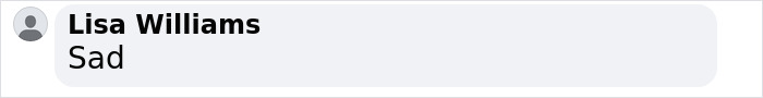 Comment from Lisa Williams saying Sad in a social media post related to marriage revelation about man who left toddler in hot car. Comment from Lisa Williams saying Sad in a social media post related to marriage revelation about man who left toddler in hot car.