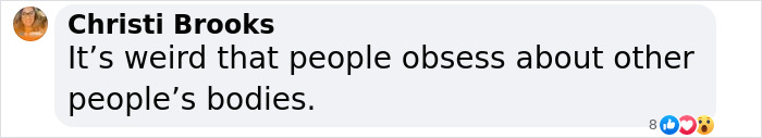 Screenshot of a social media comment discussing public obsession with bodies amid Christina Aguilera Ozempic surgery rumors. Screenshot of a social media comment discussing public obsession with bodies amid Christina Aguilera Ozempic surgery rumors.