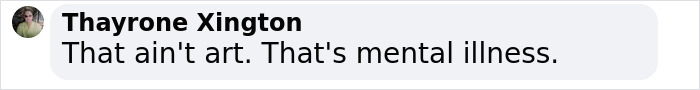 Commenter Thayrone Xington responding critically to controversial artist’s public gallery performance. Commenter Thayrone Xington responding critically to controversial artist’s public gallery performance.
