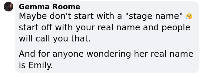 Comment by Gemma Roome about Emma Stone responding to a reporter who used her real name Emily at Cannes.