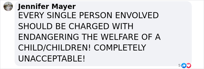 Facebook comment by Jennifer Mayer urging charges for parents involved in traumatic brawl at kindergarten graduation.